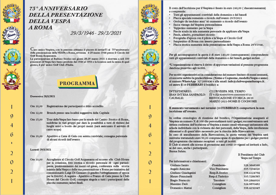 75esimo anniversario vespa programma